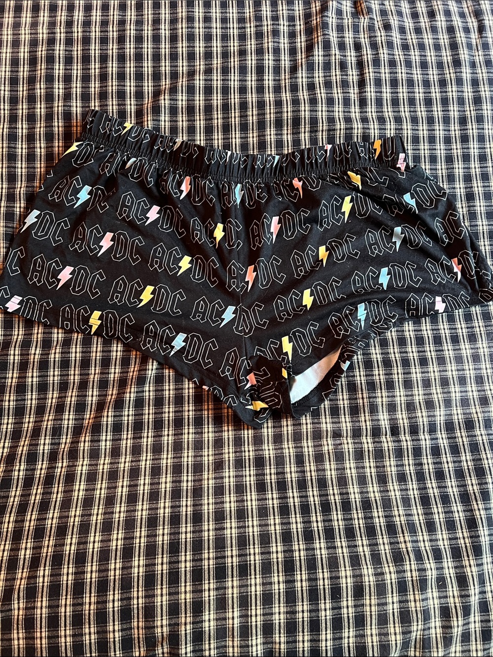 AC/DC Black Kids Shorts with Pastel Lightning Bolts